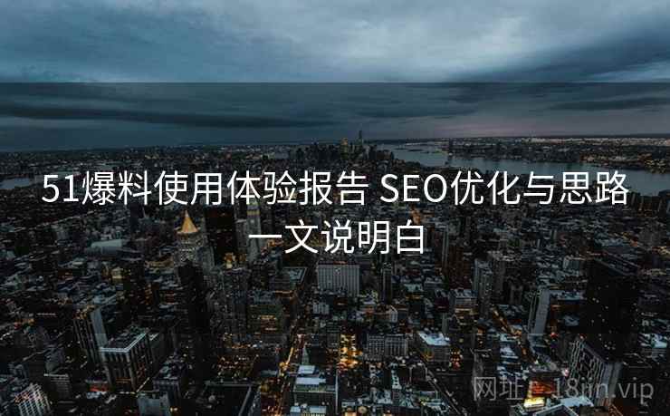 51爆料使用体验报告 SEO优化与思路一文说明白